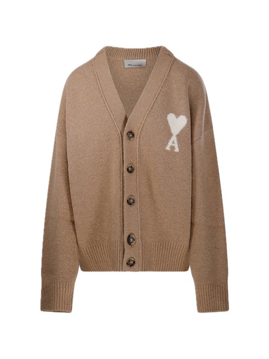 Ami V Neck Cardigan With Ami De Coeur