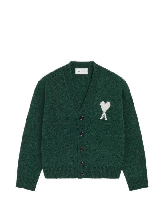 Ami V Neck Cardigan With Ami De Coeur