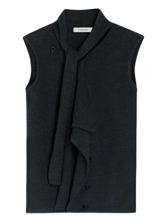 ASYMMETRICAL SLEEVELESS CARDIGAN