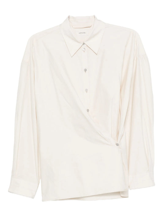 STRAIGHT COLLAR TWISTED SHIRT