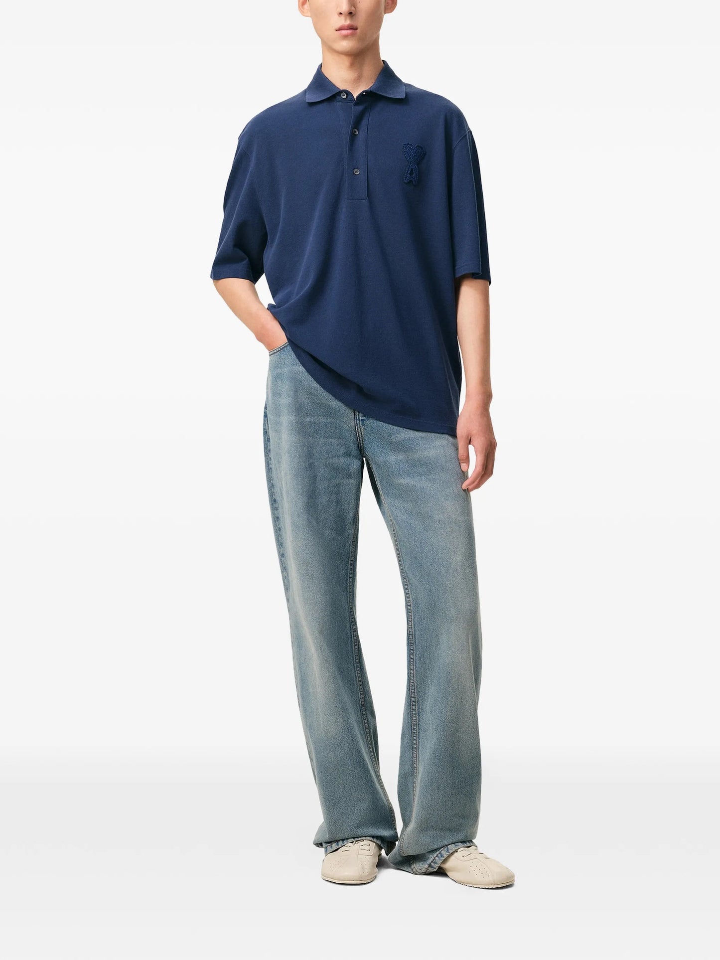 BOXY FIT POLO WITH AMI DE COEUR