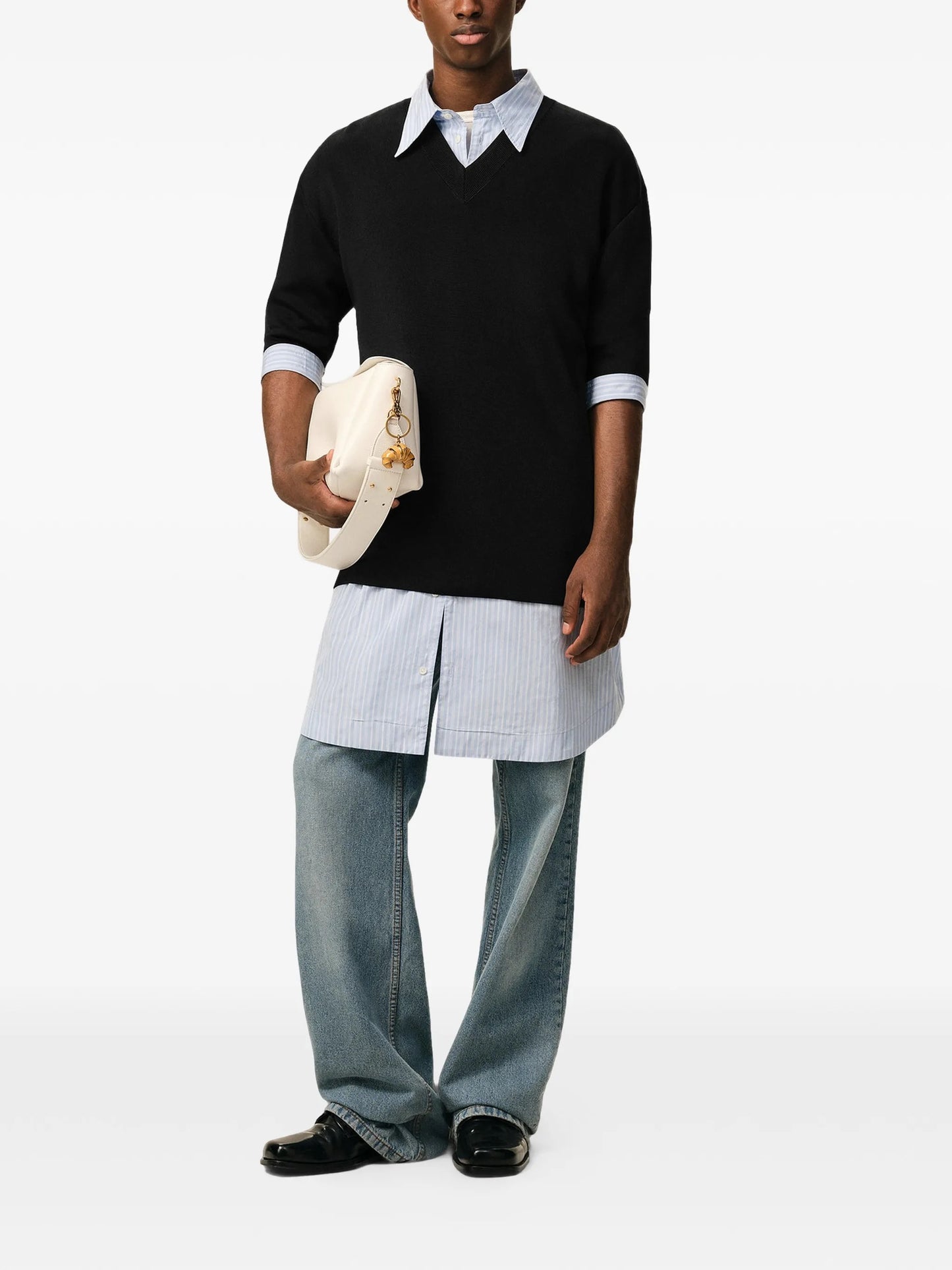 SHORT SLEEVES V NECK SWEATER