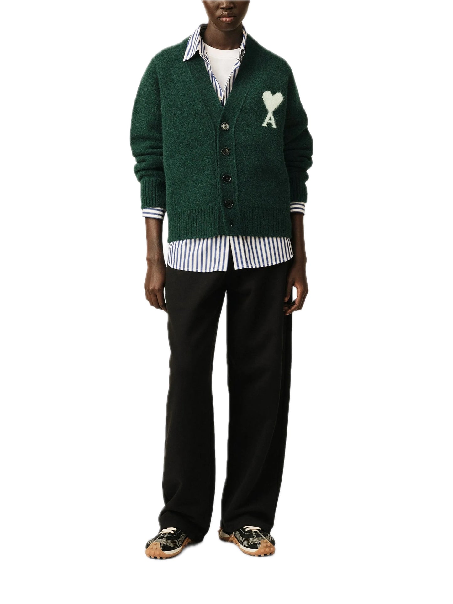 Ami V Neck Cardigan With Ami De Coeur