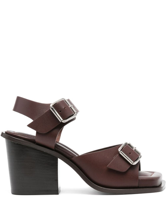 Square Asymetri Square Heeled Sandals Wit