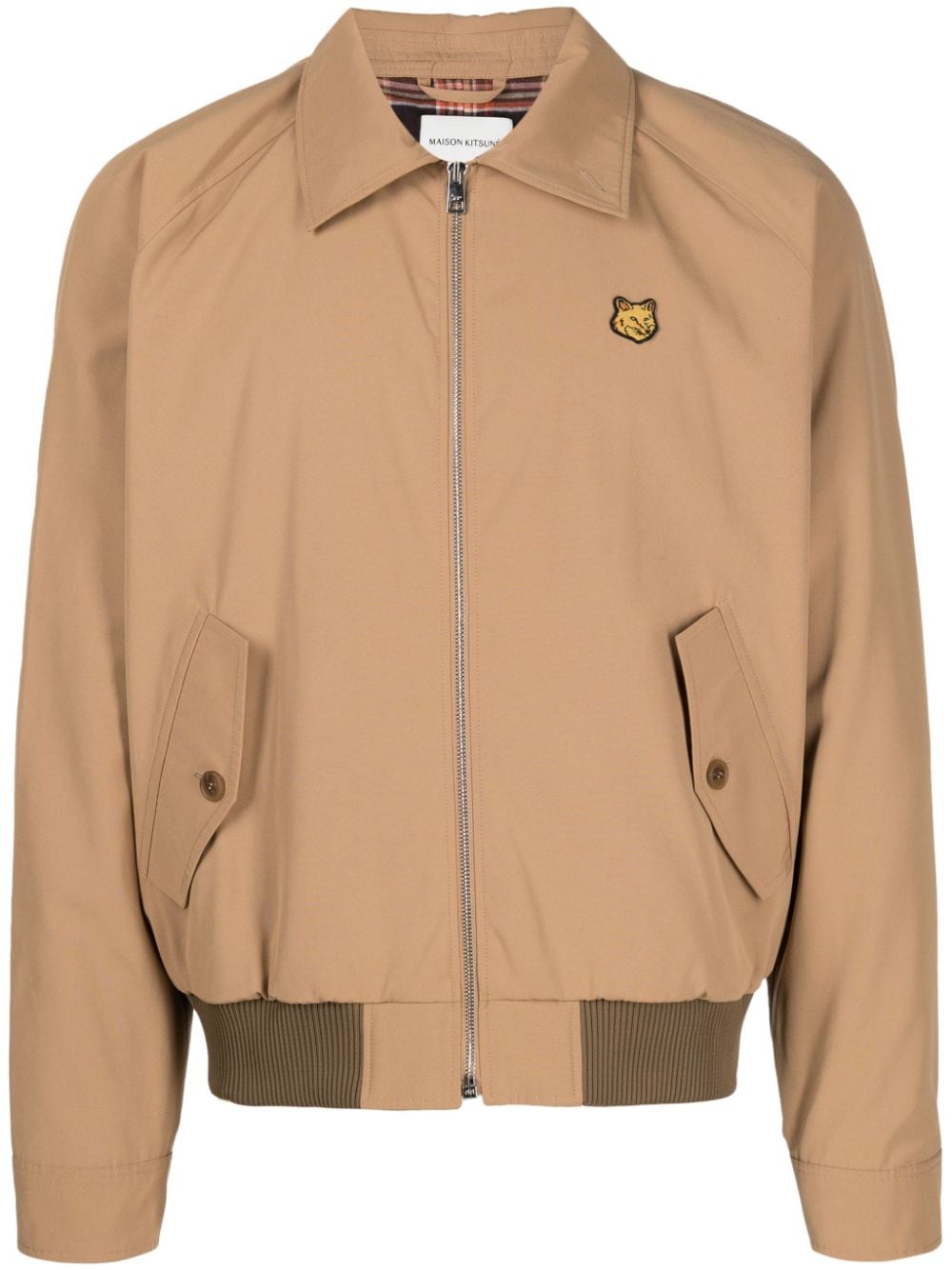 Harrington Jacket In Technical Cotton Gabardine With Bold Fox Head Patch