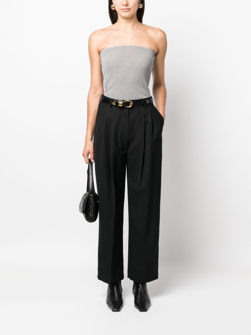 Double Pleated Cropped Trousers