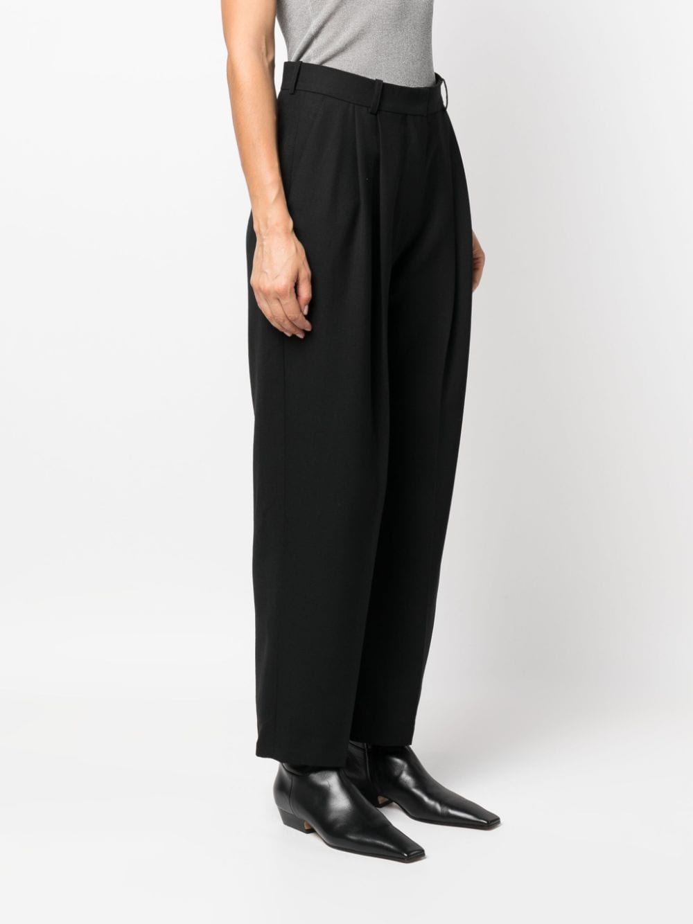 Double Pleated Cropped Trousers