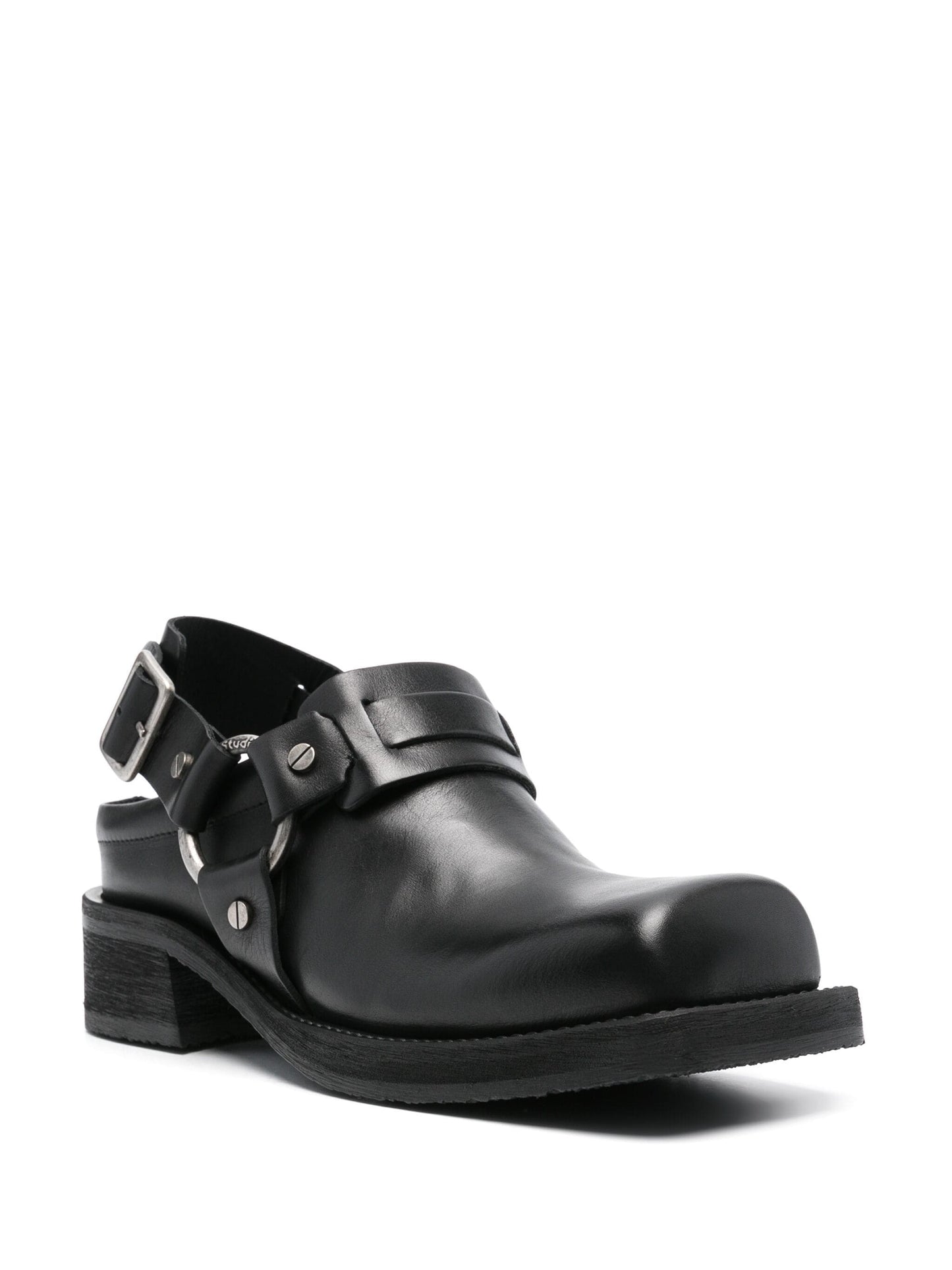 Leather Buckle Mule