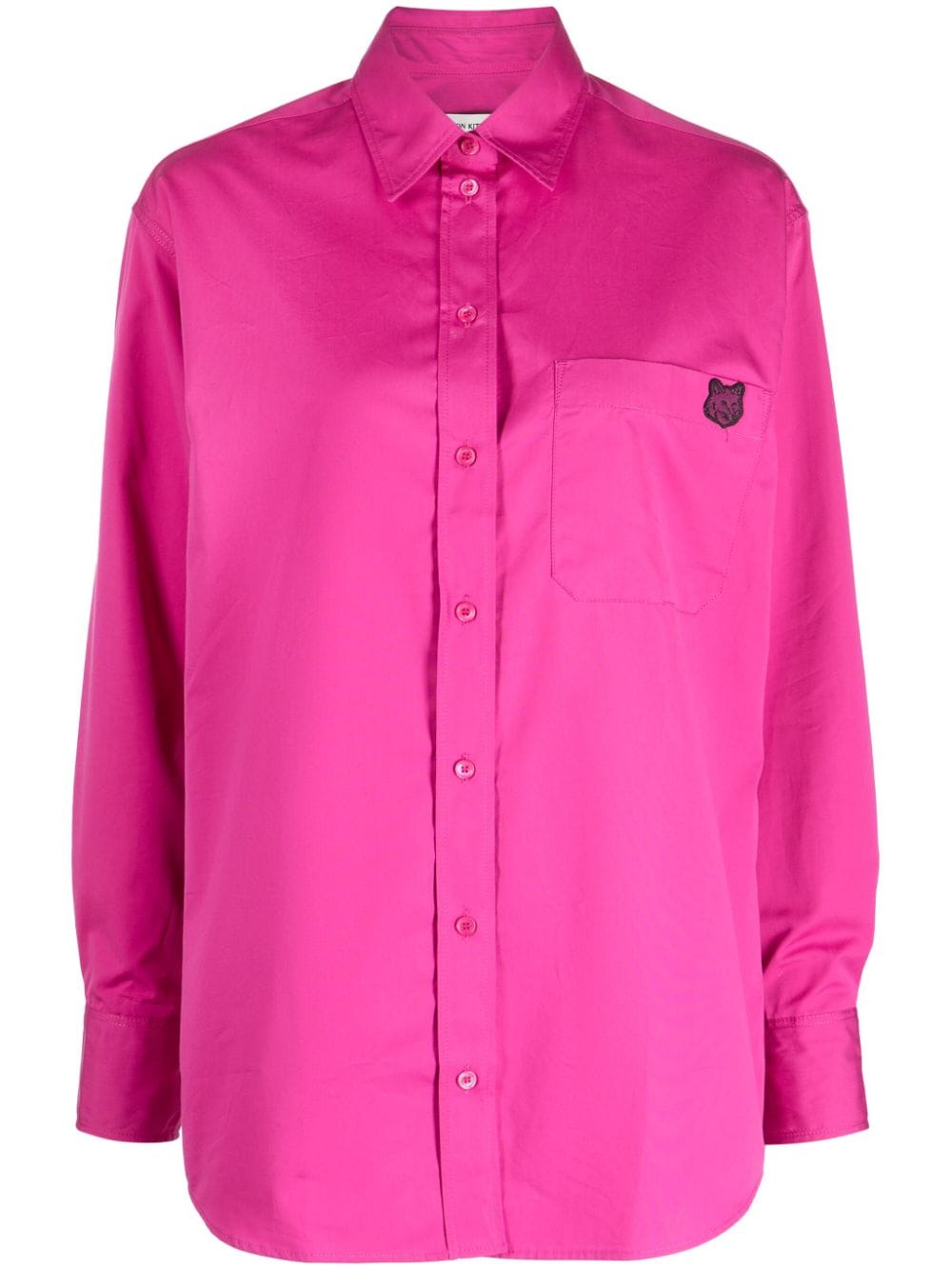 Casual Shirt With Chest Pocket & Bold Fox Patch in Cotton Poplin