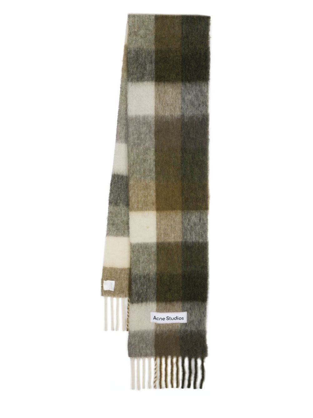 Checked Wool Fringe Scarf